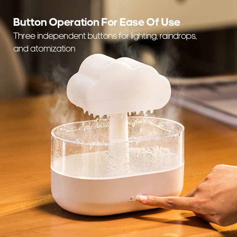 KINSCOTER Rain Clouds Aroma Diffuser – Zen Raindrops Air Humidifier, USB Desktop Ultrasonic Sprayer, Essential Oil Diffuser