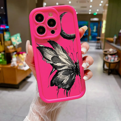 Flytande silikonfodral för iPhone: Stötsäkert Butterfly Soft TPU-fodral