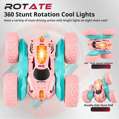 RC Car – 2.4G High-Speed Mini Double-Sided Stunt Car, 360-Degree Rotating with Lights, Remote Control Toy for Children