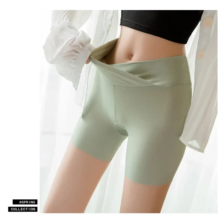 Kvinnors kors midja Ice Silk Yoga Shorts