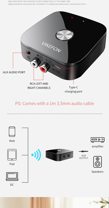 NFC Bluetooth Audio Receiver 3,5 mm AUX RCA Trådlös Stereo Adapter USB Dongle HIFI Fjärrkontroll För Car Kit Högtalarförstärkare