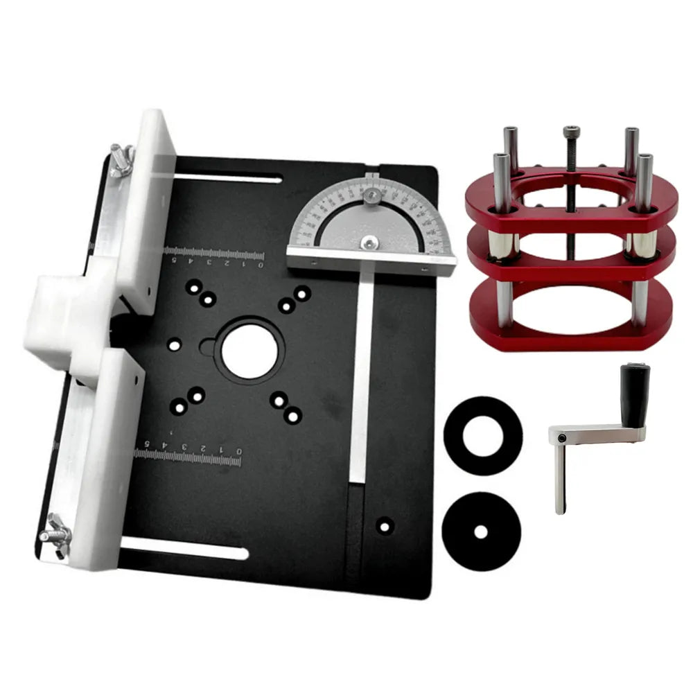 Router Lift Kit W/ Aluminum Router Plate for 65mm Diameter Motors Woodworking Router Table Workbench Trimmer Engraving Machine