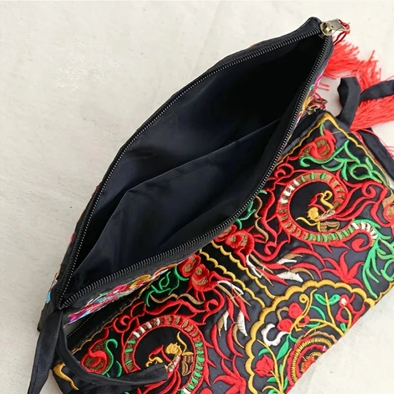 Ethnic Style Envelope Bag For Women Handbags Female Phone Purse Retro Fashion Embroidered Wristlet Bags Wallet sac à main