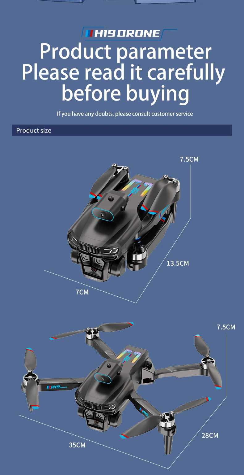 MHD Dual Camera Drone H19 Intelligent Screen Control Drone Brushless Servo Adjustment Long Endurance Professional Quadcopter Toy