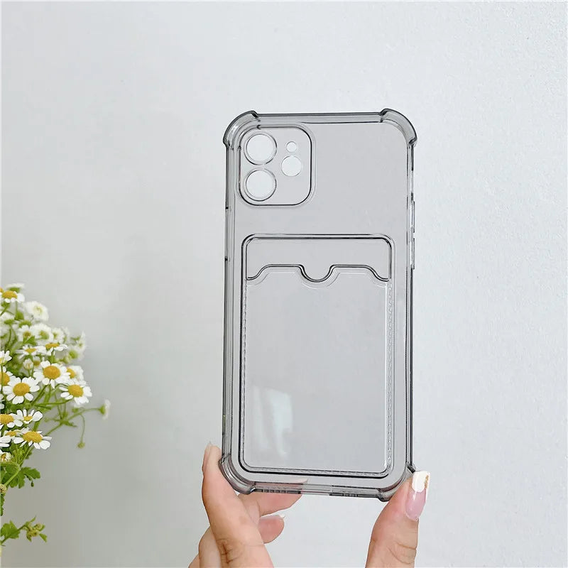 Card Bag Wallet Clear Phone Case For Xiaomi