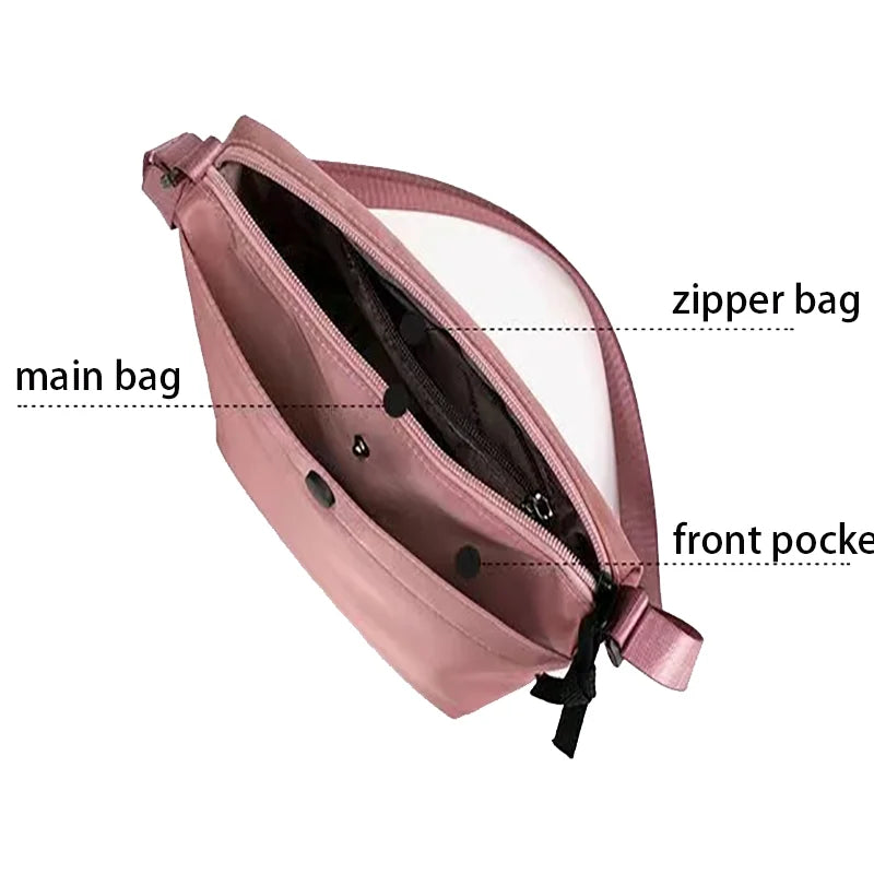 Baby Pink Nylon Underarm Bag – Lightweight Korean-Style Shoulder Handbag with Soft Texture