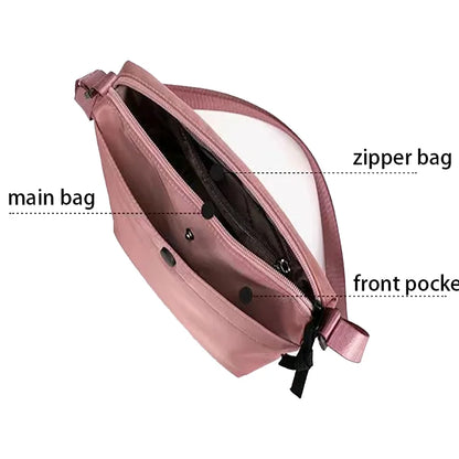 Baby Pink Nylon Underarm Bag – Lightweight Korean-Style Shoulder Handbag with Soft Texture