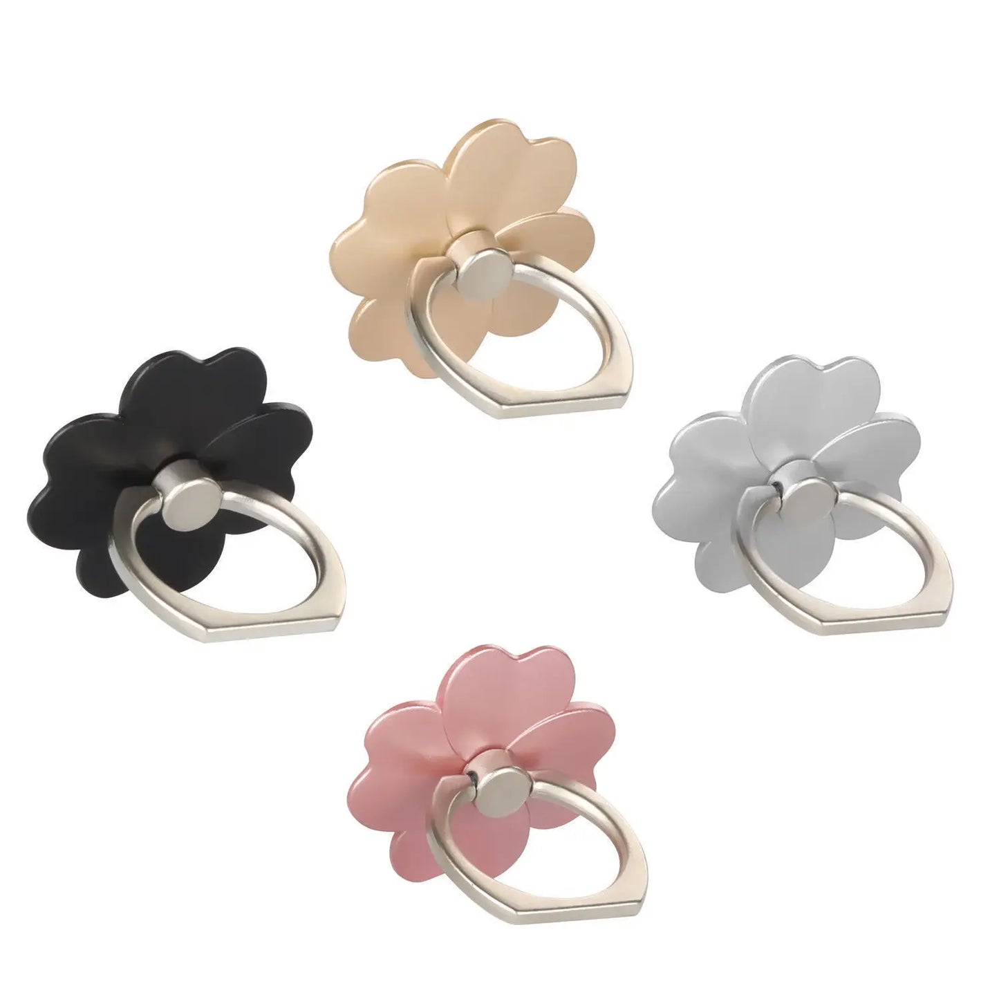 Four Leaf Clover Telefon Finger Ring Hållare för IPhone Samsung Metal Grip 360° Rotation Desktop Mobiltelefon Stand Mount Bracket