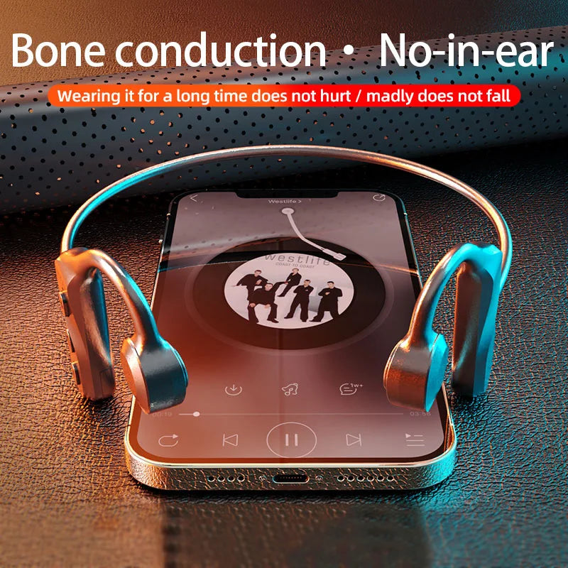 K69 Bone Conduction Hörlurar Bluetooth Hifi Musik hörlurar Sport Ear-hook Trådlösa headset med mikrofon vattentäta hörlurar