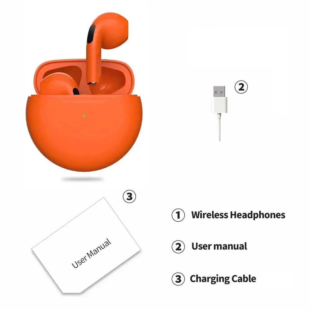 Original Air Pro 6 TWS trådlöst Bluetooth-headset 5.3 hörlurar Minihörlurar med mikrofonladdningsbox för Xiaomi iPhone-hörlurar