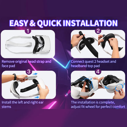 Head Strap Compatible with Oculus Quest 2,VR Accessories Adjustable Elite Strap Replacement for Enhanced Comfort Support