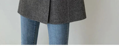 Women's Double Breasted Wool Coat in Solid Color