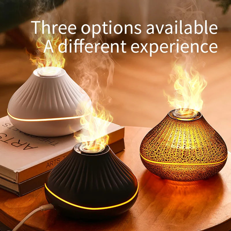 Volcanic Aroma Diffuser – 160 ml USB eterisk oljelampa med Color Flame Night Light