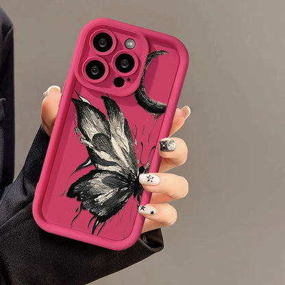 Flytande silikonfodral för iPhone: Stötsäkert Butterfly Soft TPU-fodral