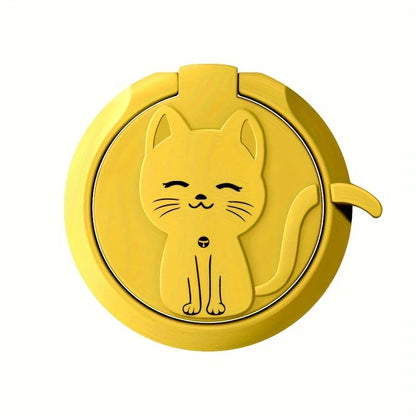 Rotate Metal Ring Holder Cute Cartoon Cat Finger Ring Mobile Phone Round Mount Stand for IPhone 15 Samsung Huawei Xiaomi Redmi