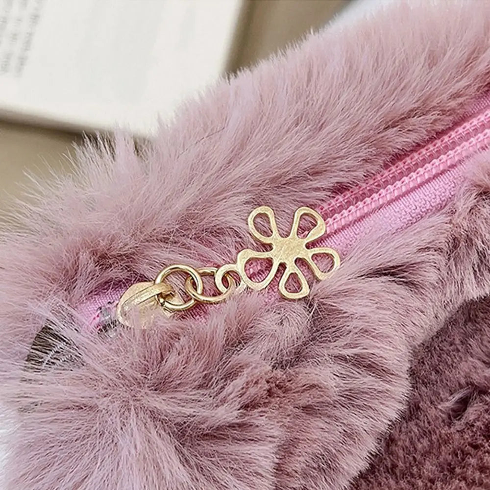 Fashion Women Fluffy Shoulder Bag – Winter Chain Underarm Bag with Soft Plush Handle