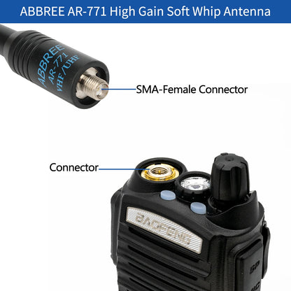 ABBREE AR 771 SMA Female Antenna Dual Band 144/430MHz for Baofeng UV 5R S9PLUS UV 13 21Pro Quansheng UV K5 Walkie Talkie NA771