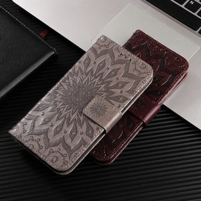 Gray Leather Phone Book Cover Flower Honor