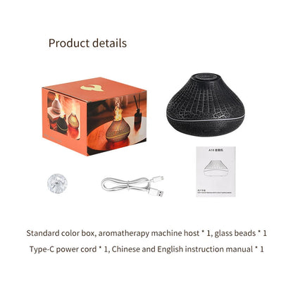 Volcanic Aroma Diffuser – 160 ml USB eterisk oljelampa med Color Flame Night Light