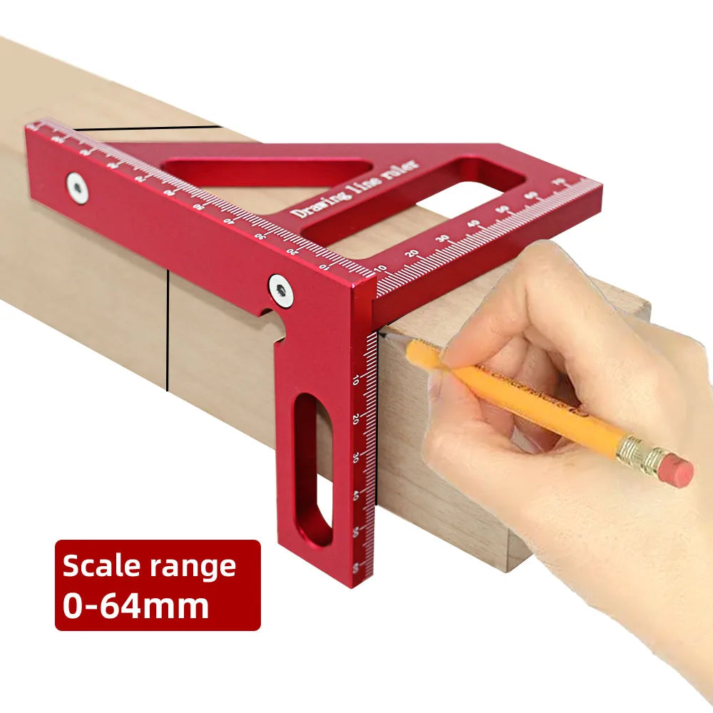 Carpenter Square -Woodworking Square Protractor Aluminum Miter Triangle Ruler 3D Multi Angle 45/90 Degree Layout Measuring Ruler