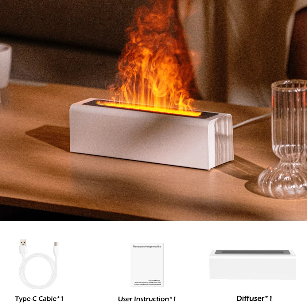 Essential Oil Aroma Diffuser – Flame Air Fuktare med Ultrasonic Cool Mist och RGB Fire Night Light