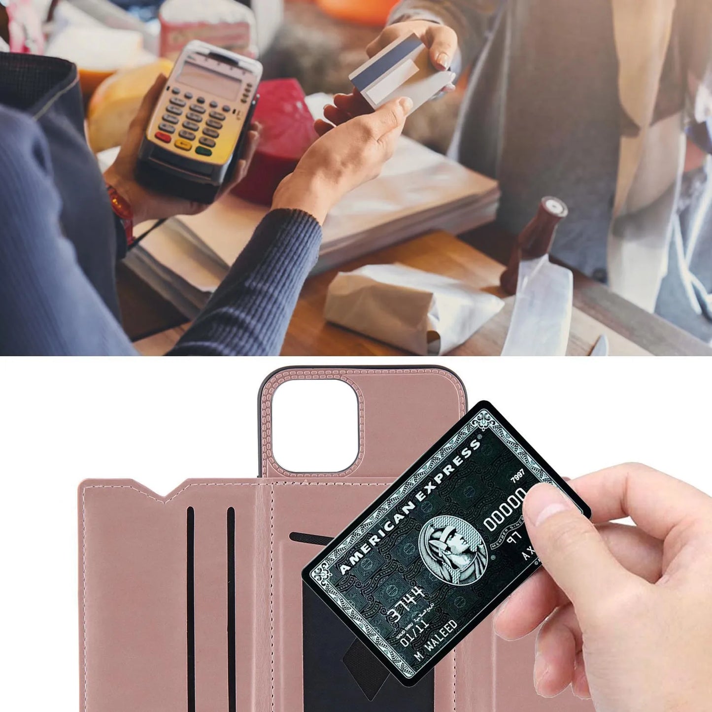 Black Wallet Phone Case For iPhone