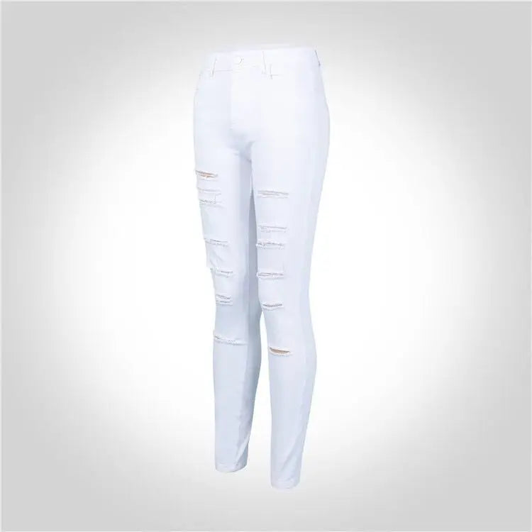 Rippade Skinny Jeans med High Stretch och Pencil Fit