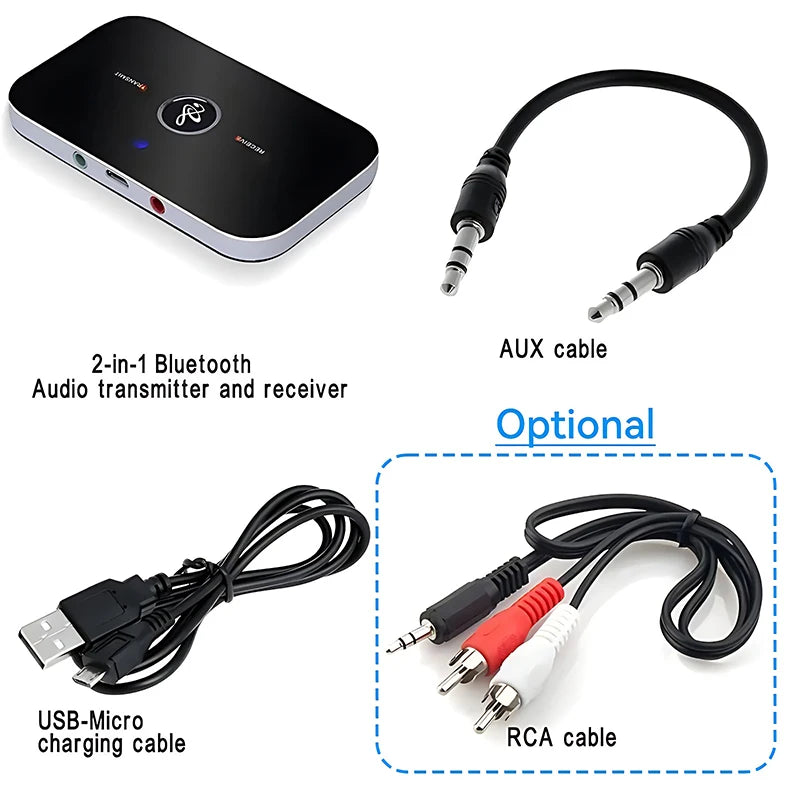 B6 2 IN 1 Bluetooth 5.3 Audio Transmitter Receiver 3.5mm AUX Jack RCA USB Dongle Music Wireless Adapter For Car PC TV Headphone