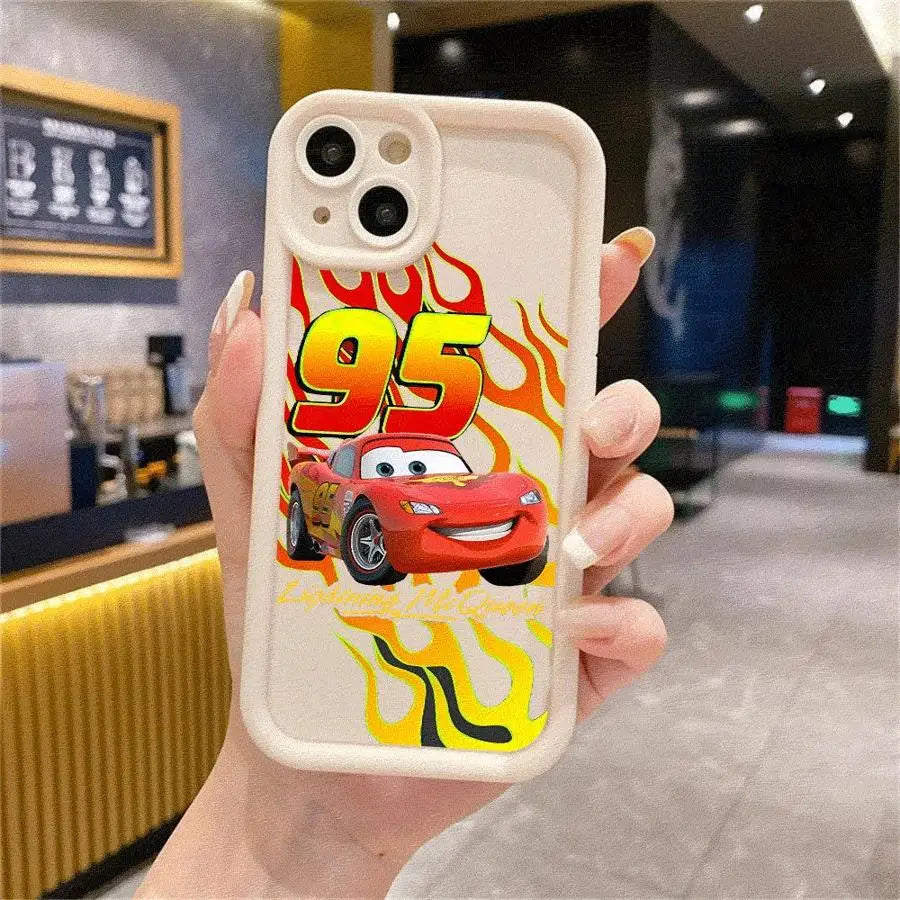 Lightning McQueen telefonfodral för Apple iPhone 16 11 13 15 12 14 Pro Max 7 XR X XS 13 12 Mini 14 Plus 8 SE Silikonskydd