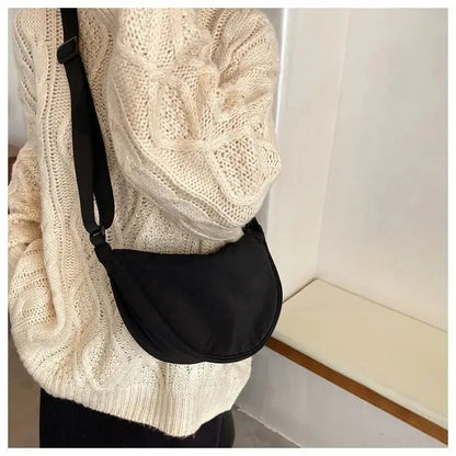 Solid Color Chest Bag for Women – Large Capacity Travel Crossbody Female Half Moon Bag, Ladies Daily Cotton-Filled Shoulder Bag.