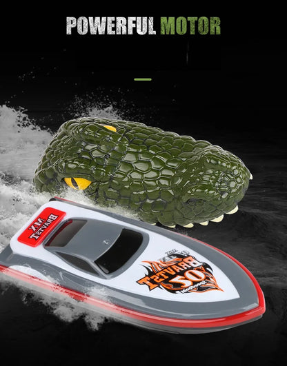 RC Boat Crocodile Head Remote Control High Speed Boat Kids Toys Boys Joke Alligator Decoy Pool Water River Game Spoof Party Gift