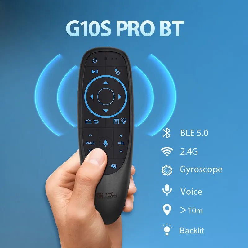 G10S Universal Voice Remote Control 2.4G Wireless Backlit IR Learning with Gyroscope Air Mouse Control for Android TV PC