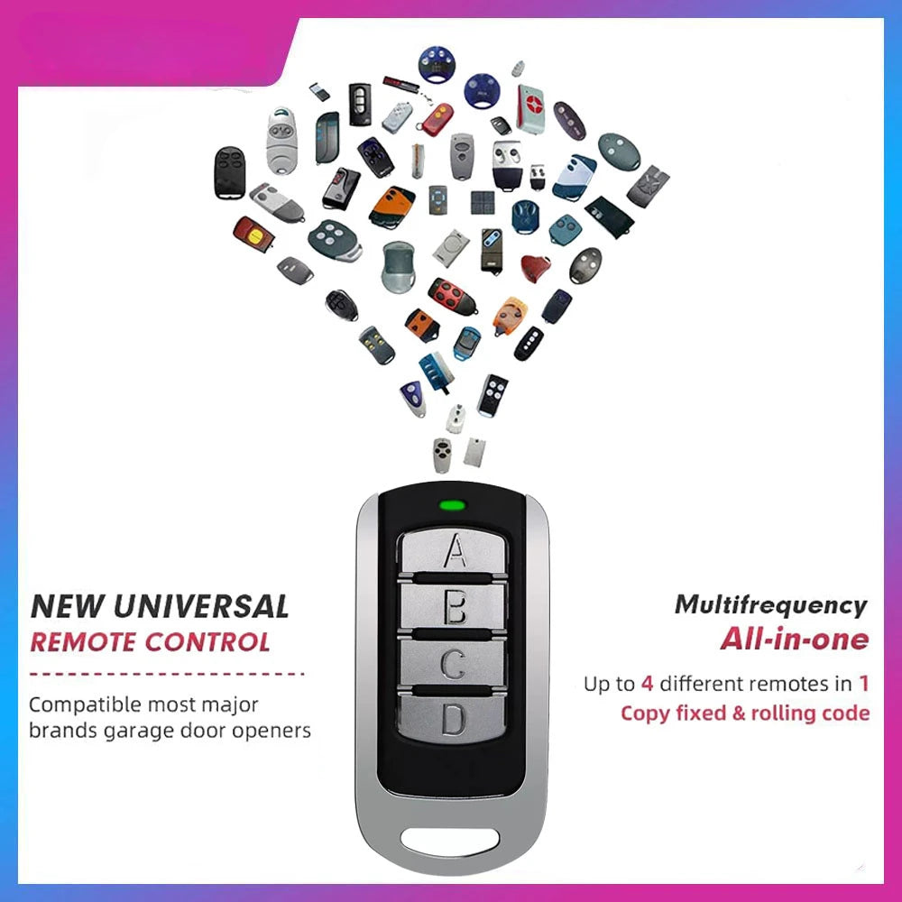 Universal Multifrequency Garage Remote Electronic Gate Control 280-868MHZ 4 in 1 Gate Key Fob Command Hand Transmitter