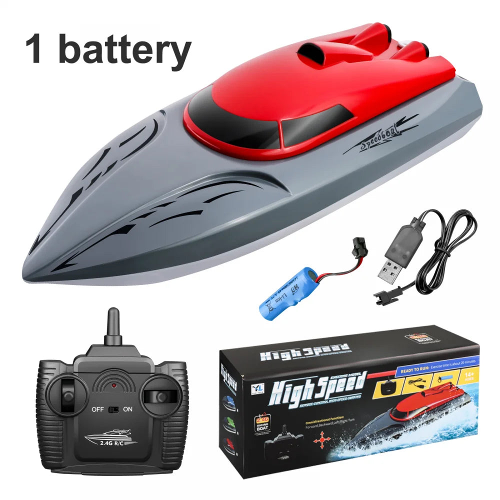 RC Båt Dubbelmotor Fjärrkontroll Racing Speedboat 2,4Ghz Båt Anti-kollisionsfartyg Vattentät leksakstävling Spel Barnpresent