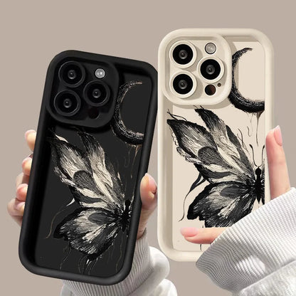 Flytande silikonfodral för iPhone: Stötsäkert Butterfly Soft TPU-fodral