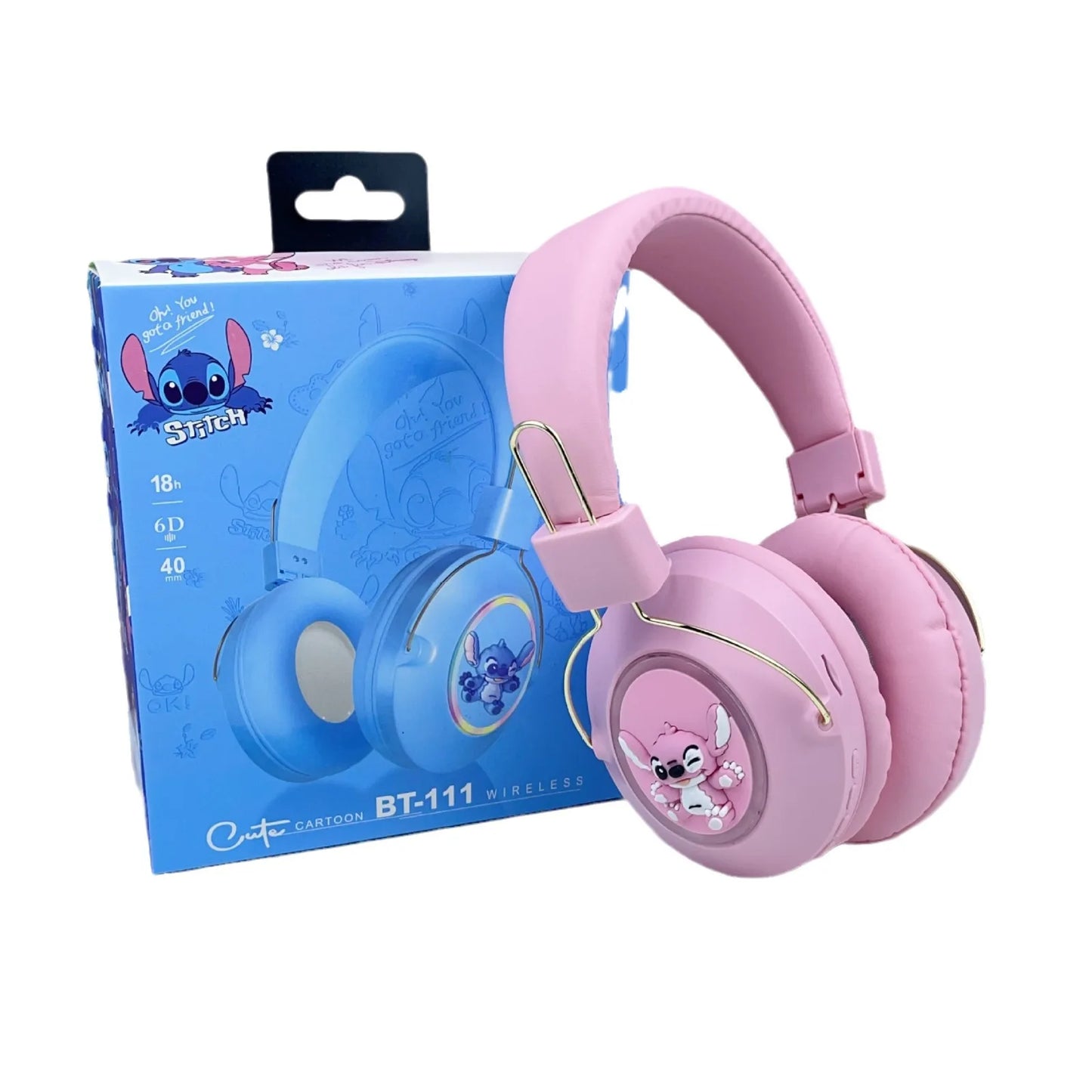 New Sanrio Kuromi Stitch Cartoon Bluetooth Sports Earphones with LED Flashing Wireless Headworn Gaming Esports Earphones