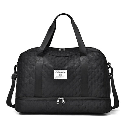 Fashion Diamond Grid Multifunctional Crossbody Bag – Lätt resväska med torr-våt avskiljning, vattentät Fitness Yoga Bag