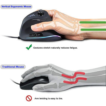 Sna Vertikal Spelmus Trådbunden RGB Ergonomisk Mus