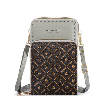 Elegant telefonväska med pekskärm – Chic Crossbody-plånbok i PU-läder med dragkedja