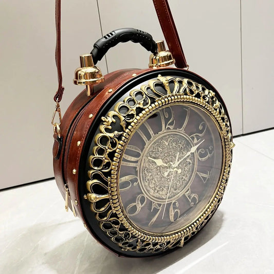 Funny Clock Bag: Luxury Designer, Round, PU Leather