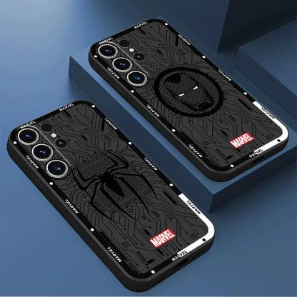 Phone Case for Samsung Galaxy S21, S24 Ultra, S22 Plus, S21 FE, S23 Ultra, S20 – Luxury Bumper Marvel Hero Logo Silicone