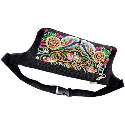 Ethnic Embroidered Bag: National Vintage Waist Packs, Women Shoulder Hip Bum Belt Bag