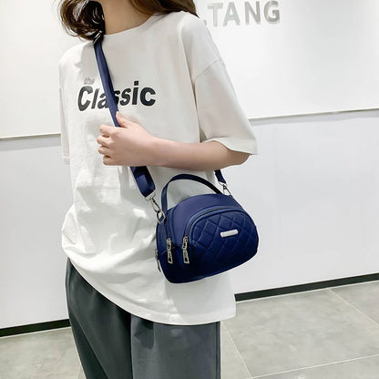 Women’s One-Shoulder Crossbody Bag – Casual Nylon Grid Mini Mobile Phone Bag