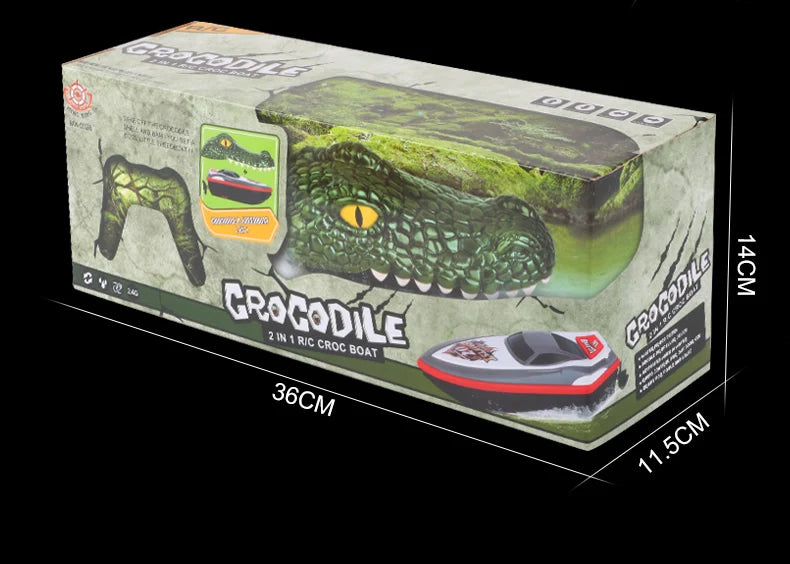 RC Båt Krokodilhuvud Fjärrkontroll Höghastighetsbåt Barn Leksaker Pojkar Skämt Alligator Decoy Pool Vatten River Game Parodi Party Present