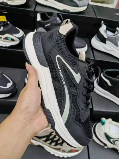 Trendiga vintage sneakers för män – ventilerande löparskor våren 2024 med tjock sula för extra höjd