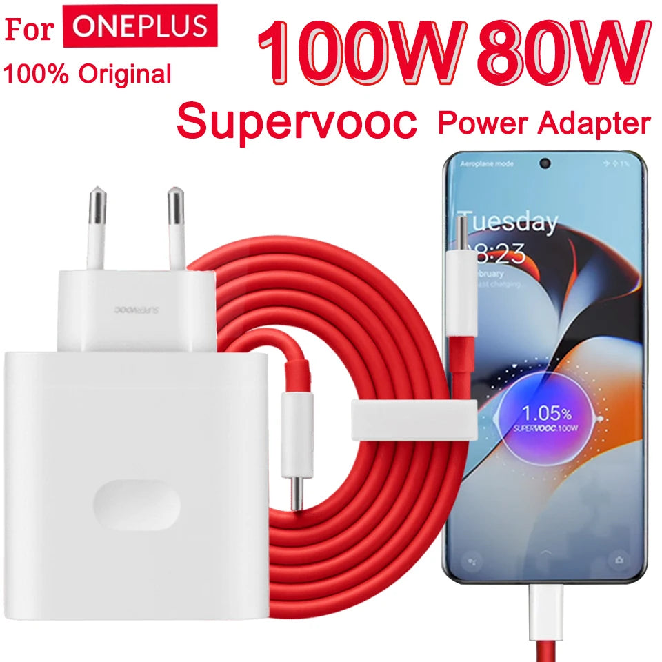 Original Oneplus Charger Supervooc 100W Type-A Power Adapter EU US Super Fast Type C Cable 12 11 10 Pro Nord CE 3