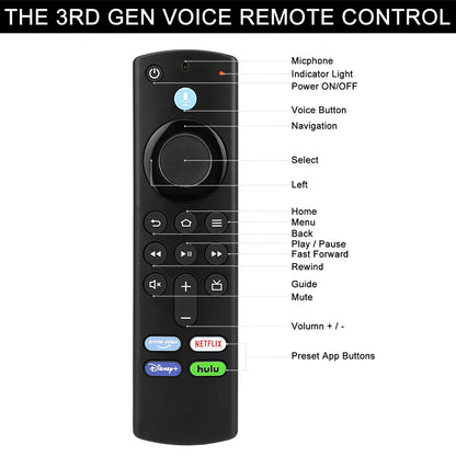 Replacement Voice Remote Control for Fire Stick TV 3rd Gen Smart TV Stick 4K MAX Lite Fire Cube Remote Works with Alexa