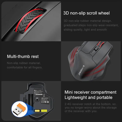 YOOSO X-31 USB 2.4G Wireless Gaming Large Mouse for Big Hands PAW3212 4800 DPI 5 Buttons for Gamer Mice Computer Laptop PC