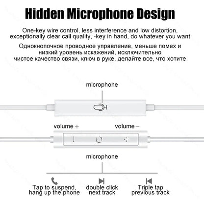 Original hörlurar för Apple iPhone 15 14 11 12 13 Pro Max hörlurar XR X XS 8 Plus Bluetooth trådbundna hörlurar Headsettillbehör