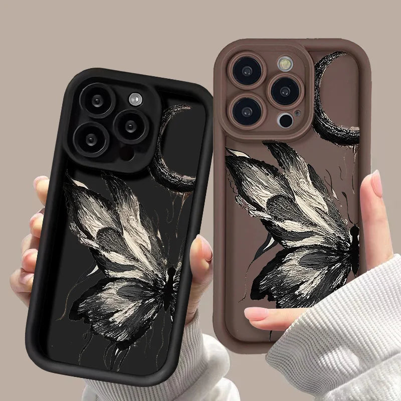 Flytande silikonfodral för iPhone: Stötsäkert Butterfly Soft TPU-fodral